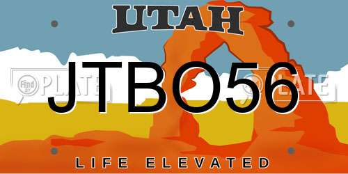 JTBO56 Utah License Plate