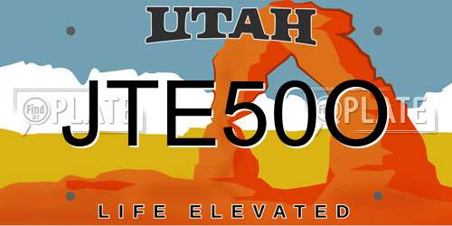 JTE50O Utah License Plate