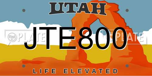 JTE800 Utah License Plate