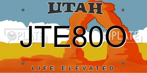 JTE80O Utah License Plate