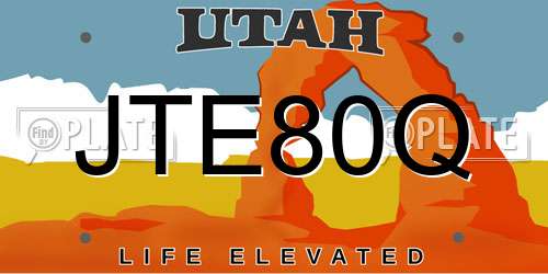 JTE80Q Utah License Plate