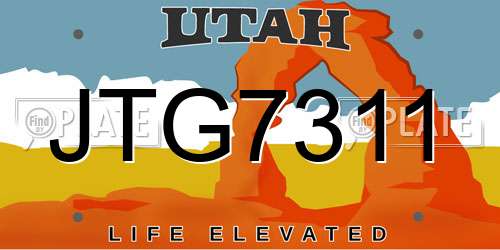 JTG7311 Utah License Plate