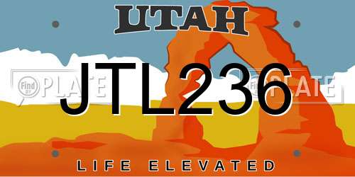 JTL236 Utah License Plate
