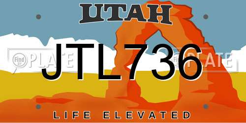 JTL736 Utah License Plate