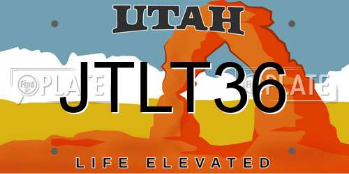 JTLT36 Utah License Plate