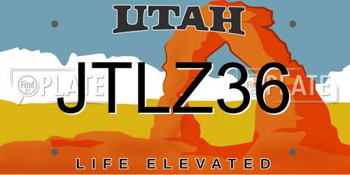 JTLZ36 Utah License Plate