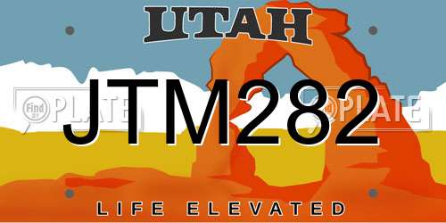 JTM282 Utah License Plate