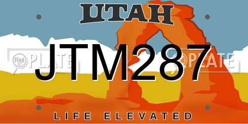 JTM287 Utah License Plate
