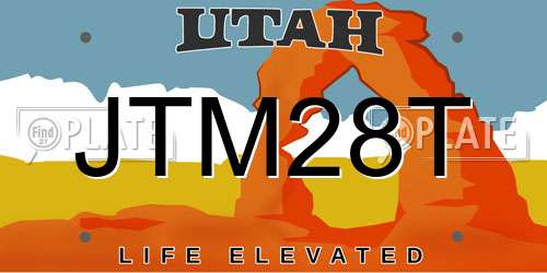 JTM28T Utah License Plate