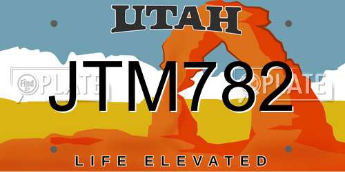 JTM782 Utah License Plate