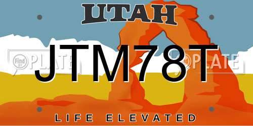 JTM78T Utah License Plate