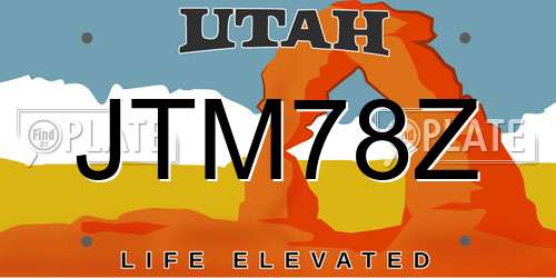 JTM78Z Utah License Plate