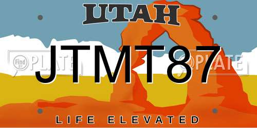JTMT87 Utah License Plate