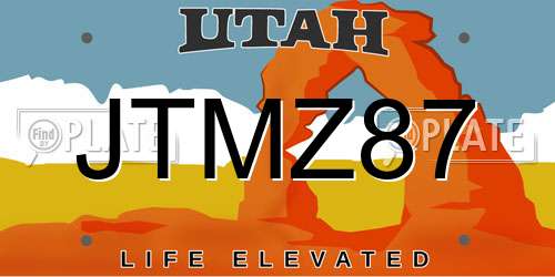 JTMZ87 Utah License Plate