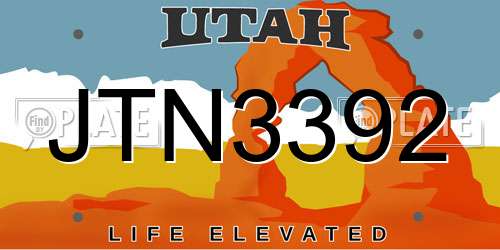 JTN3392 Utah License Plate