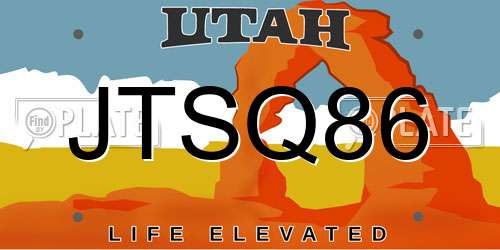 JTSQ86 Utah License Plate