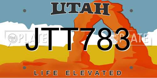 JTT783 Utah License Plate