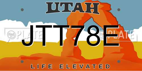 JTT78E Utah License Plate