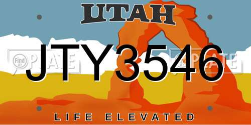 JTY3546 Utah License Plate