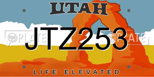 JTZ253 Utah License Plate