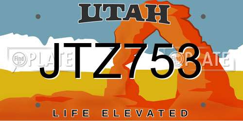 JTZ753 Utah License Plate