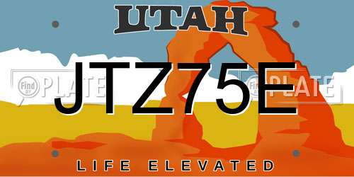 JTZ75E Utah License Plate