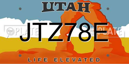 JTZ78E Utah License Plate