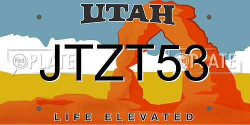 JTZT53 Utah License Plate