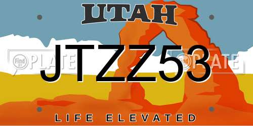 JTZZ53 Utah License Plate