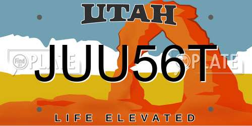 JUU56T Utah License Plate
