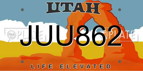 JUU862 Utah License Plate