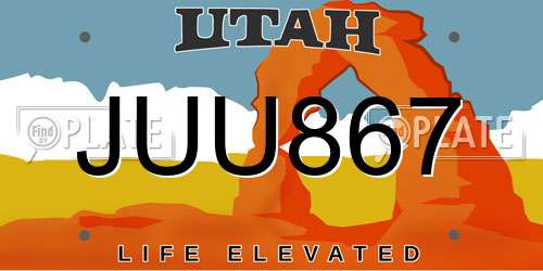 JUU867 Utah License Plate