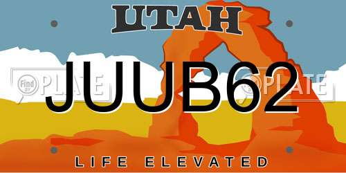 JUUB62 Utah License Plate