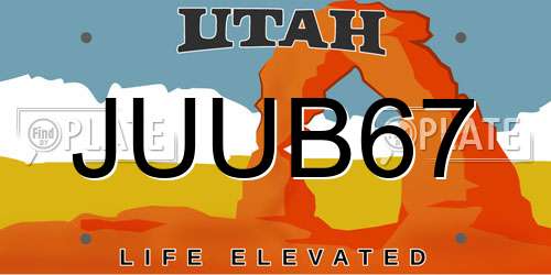 JUUB67 Utah License Plate