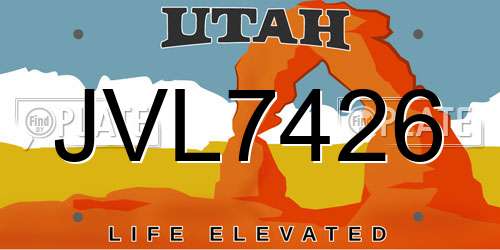 JVL7426 Utah License Plate