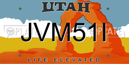 JVM51I Utah License Plate