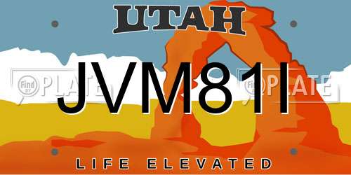 JVM81I Utah License Plate