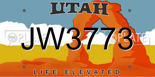 JW3773 Utah License Plate