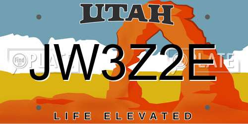 JW3Z2E Utah License Plate