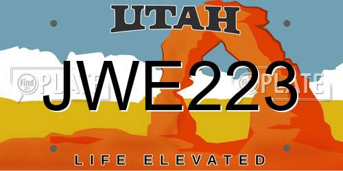 JWE223 Utah License Plate