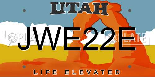 JWE22E Utah License Plate