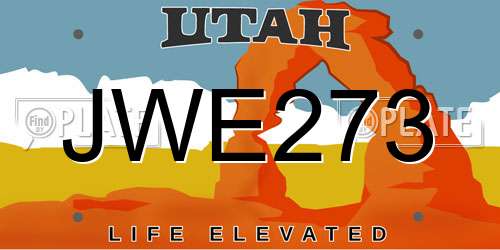 JWE273 Utah License Plate