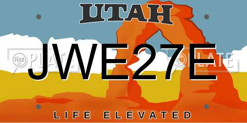 JWE27E Utah License Plate