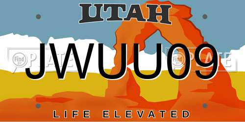 JWUU09 Utah License Plate