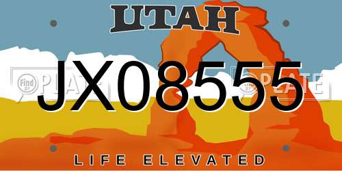 JX08555 Utah License Plate