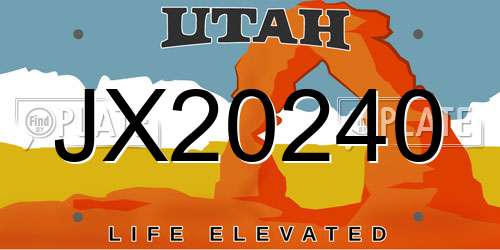 JX20240 Utah License Plate