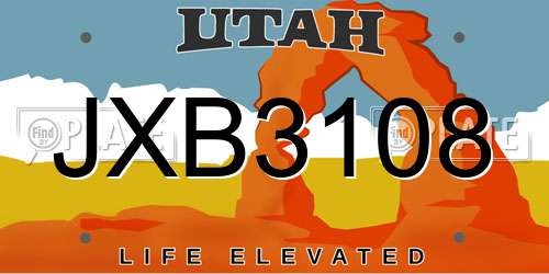 JXB3108 Utah License Plate