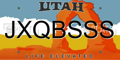 JXQBSSS Utah License Plate
