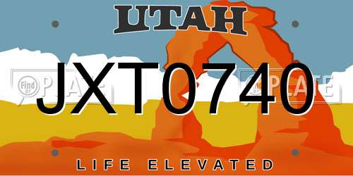 JXT0740 Utah License Plate