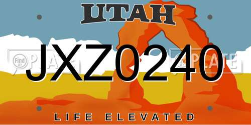 JXZ0240 Utah License Plate